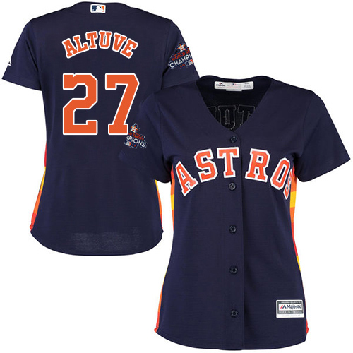 Astros #27 Jose Altuve Navy Blue Alternate World Series Champions Women's Stitched MLB Jersey